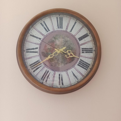 Custom silent metal wall clock 40.5 cm with decoupage