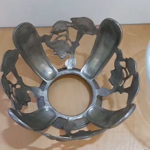 French Art Deco or Art Nouveau vessel used, glass and metal