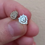 Unisex stainless steel lion head stud earrings