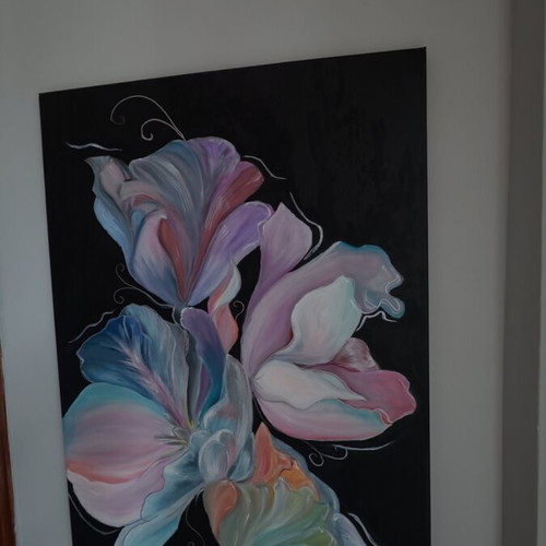 Painting flowers new, handmade modern 90x60