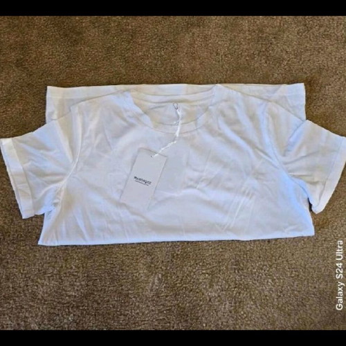 Women's summer blouse size Medium, 82% cotton, new, white