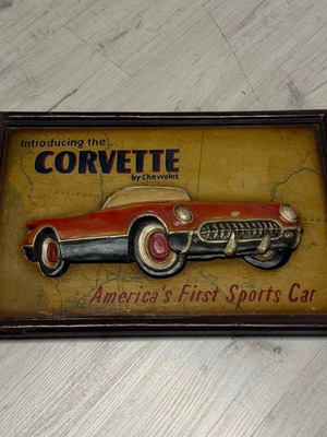 Corvette Chevrolet decorative wall art vintage style used