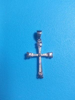 Silver cross 925° with white opal and large loop new