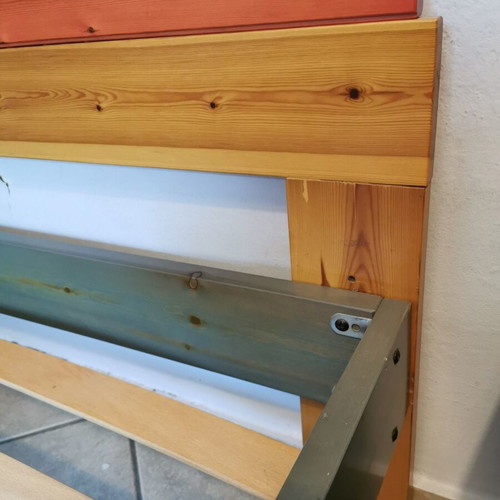 Bed made of solid pine wood used