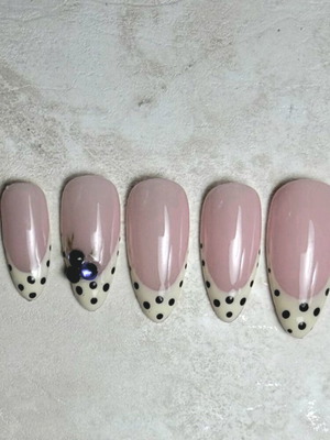 Press On Nails French Polka Dot Blueberry New Set