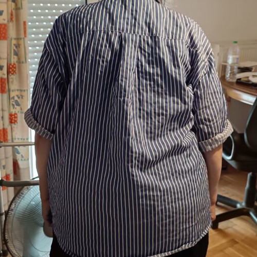 Plus size 3XL women's striped shirt, short sleeve, white and blue