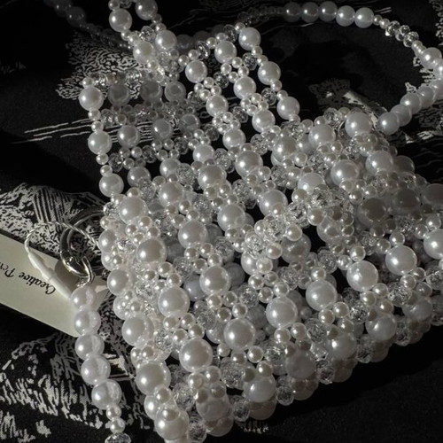 Small handmade beaded bag new, white