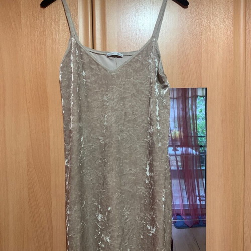 Velveteen blouse dress Zara like new, beige silver sleeveless