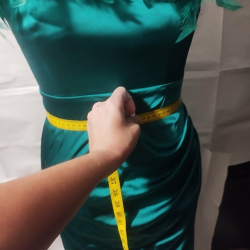 Evening dress bu Irene Angelopoulos satin green size S new