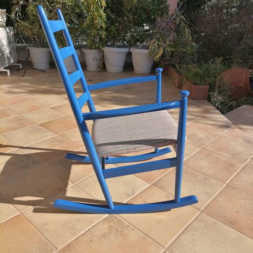 Danish rocking armchair used, retro 1960s, beech wood