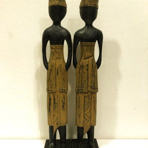 Wooden sculptures woman and man from Banjarjuga like new, hand carved