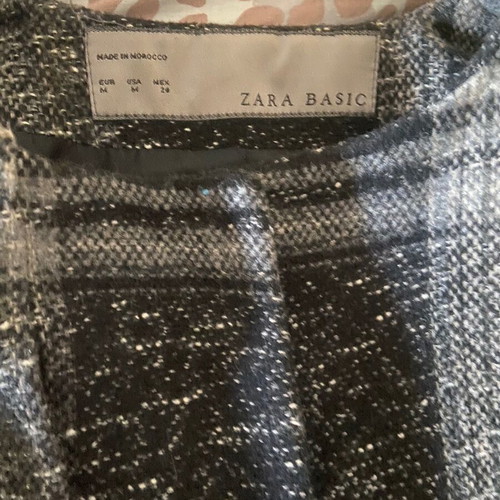 Zara checked coat like new, black and white
