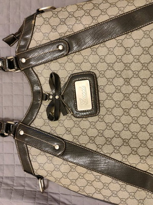 Gucci shoulder bag used, beige and brown, vintage
