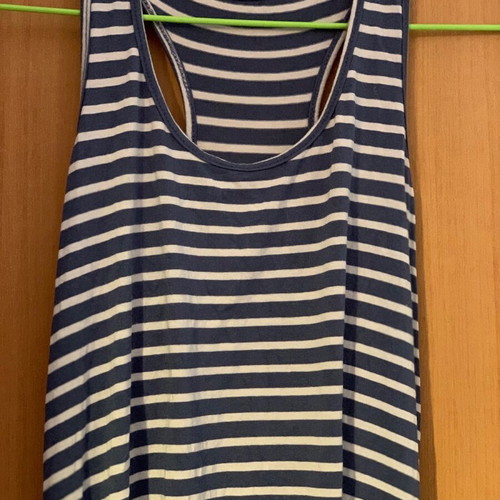 Blouse used white and blue with long back