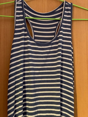 Blouse used white and blue with long back