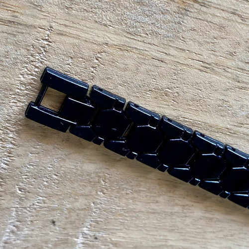 Men's black stainless steel bracelet, modern geometric design