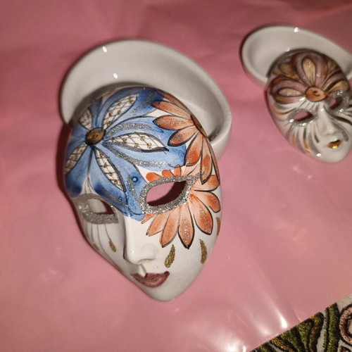 Set of Venetian decorative porcelain masks hand painted, new