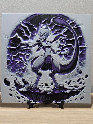 3d релефно изображение Pokemon Mewtwo ново