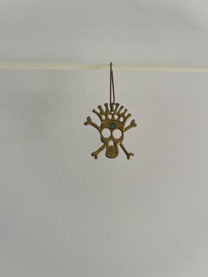 Skull earring silver 925 used, gold plated