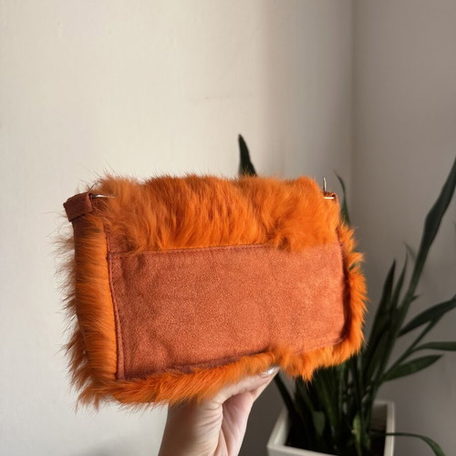 Boho orange fur bag