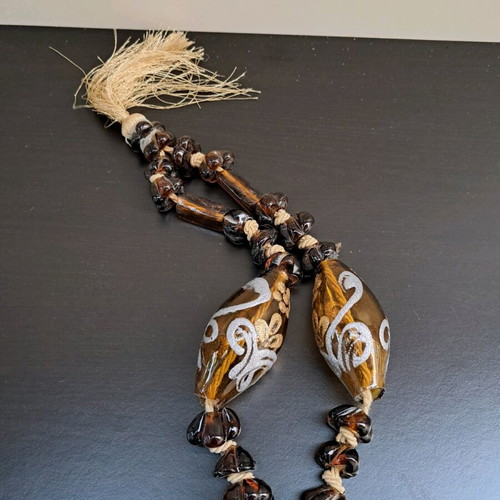 Decorative glass worry beads like new, handmade with painting