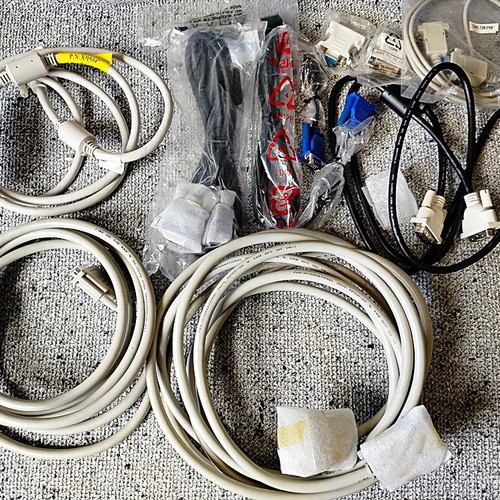 PC GPU cables set with 3 DVI Dual Link, 1 DVI Single, 3 RS232 and 2 adapters