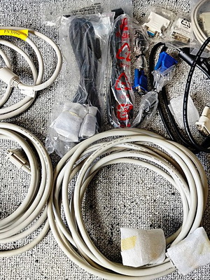 PC GPU cables set with 3 DVI Dual Link, 1 DVI Single, 3 RS232 and 2 adapters