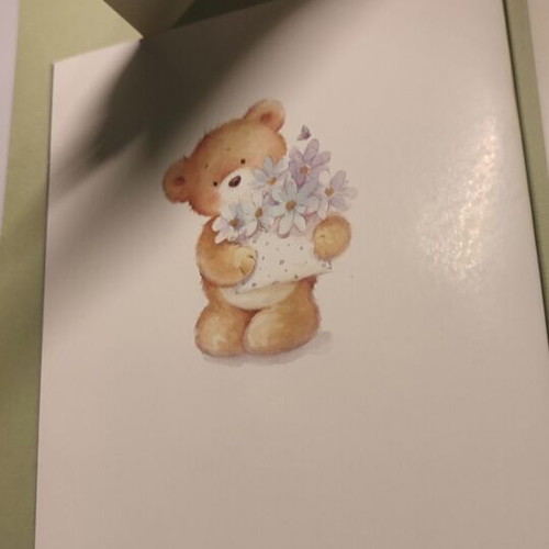 Triptych birthday greeting card blue polka dot new with silver details