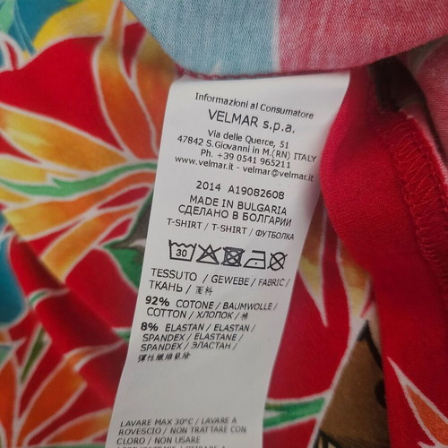 Moschino dress new, red with tropical print and bear