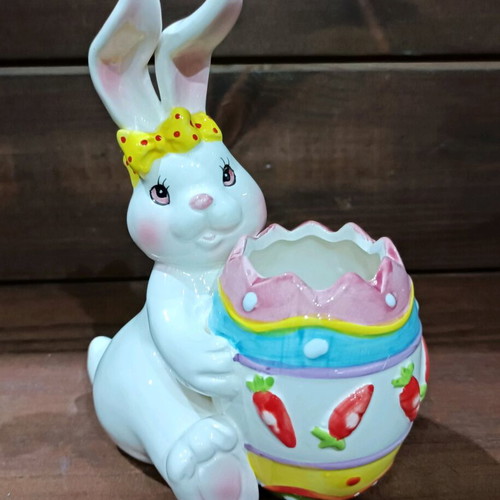 Vintage Easter egg holder bunny new