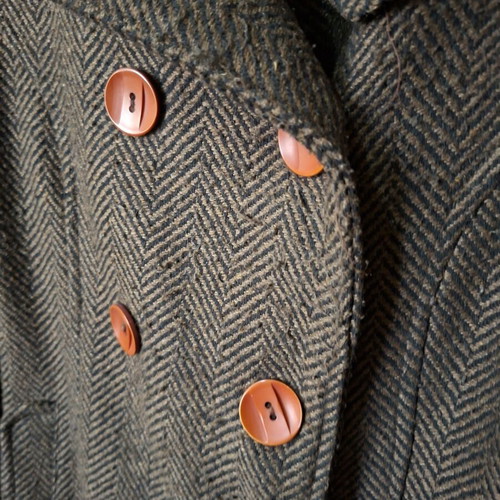 Women's brown herringbone coat small, used, with lining