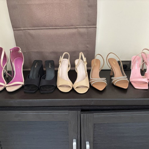 Women's high-heeled sandals, assorted colors and designs, size 36