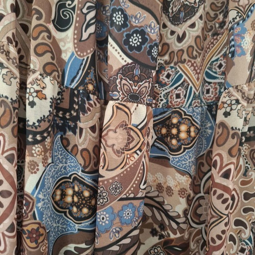 Printed dress like new, loose fit, size L, beige and brown