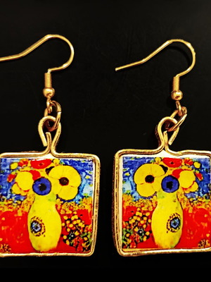 Apefthon earrings new, handmade with Redon painting motif