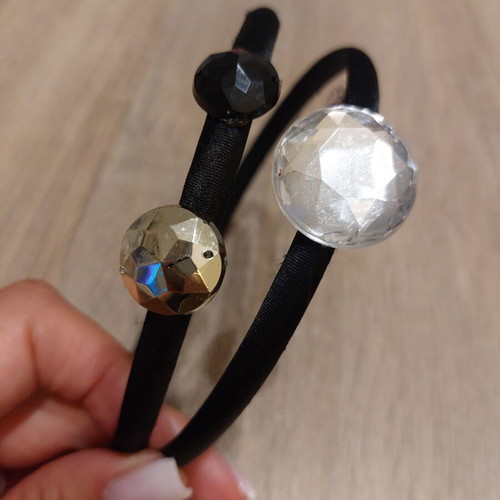 Headband with large decorative stones, like new double satin