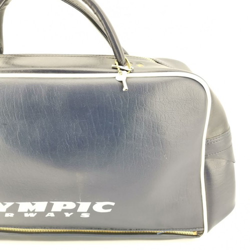 Olympic Air Ways leather bag with lock from 1980, used