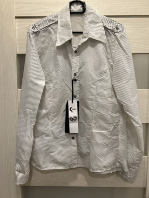 KUSS Italian Shirt XL new, white with fine black stripes