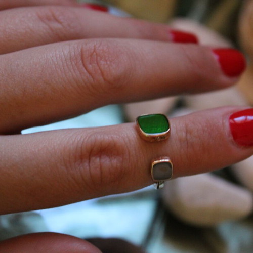 Adjustable ring green-gray new
