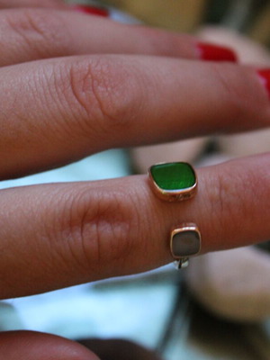 Adjustable ring green-gray new
