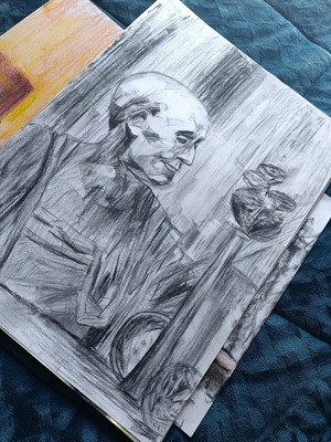 Charcoal drawing new, fixed with fixative