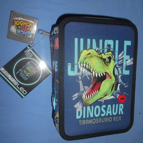 Jungle Dinosaur school pencil case new with light-up eye