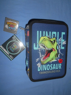 Jungle Dinosaur school pencil case new with light-up eye