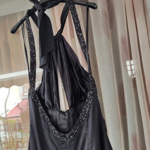 Unique 100% Silk Dress like new, black, handmade, formal