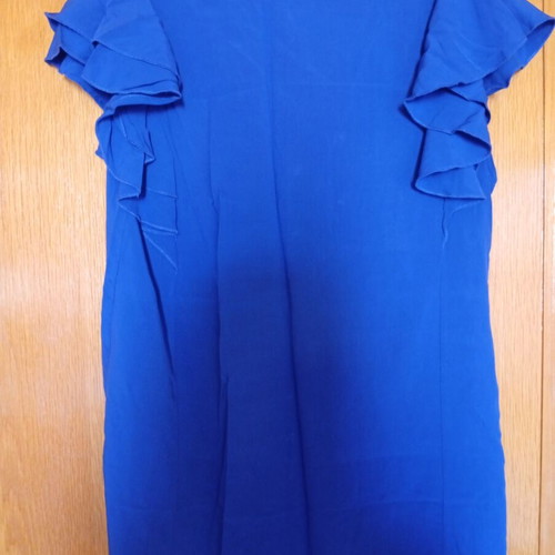 Blouse in wide fit like new, blue rouille with wooden buttons