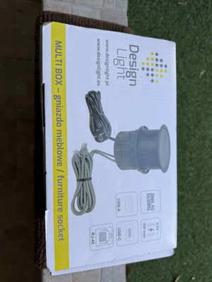 Πρίζα γραφείου Design Light MULTIBOX καινούργια, 4xDE, USB, USB-C, QI, RJ45, 2μ, μαύρο