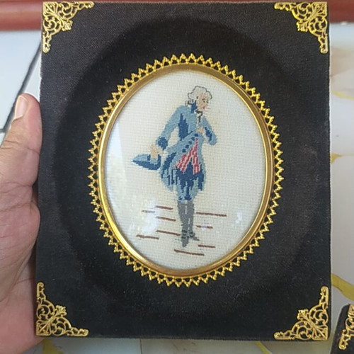 Vintage 2 handmade embroidered cross stitch framed artworks