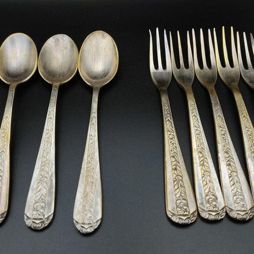 Vintage 60s spoons and forks used, set of 9 pieces