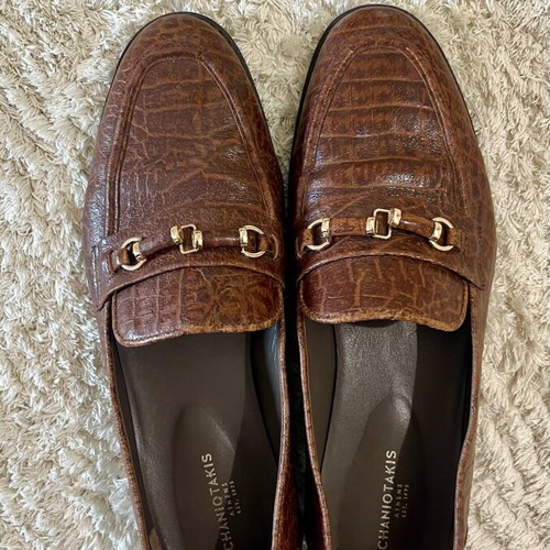 Chaniotakis Croco Leather Loafers size 41 like new, brown