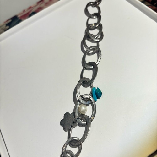 Danon bracelet silver tone with turquoise and pearl, like new