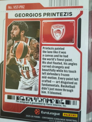 Giorgos Printezis Panini Contenders Veteran Ticket Gold Autograph 10/10